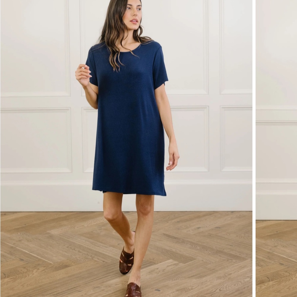Women's Bamboo Rib Knit Boyfriend Dress Loungewear-NWT